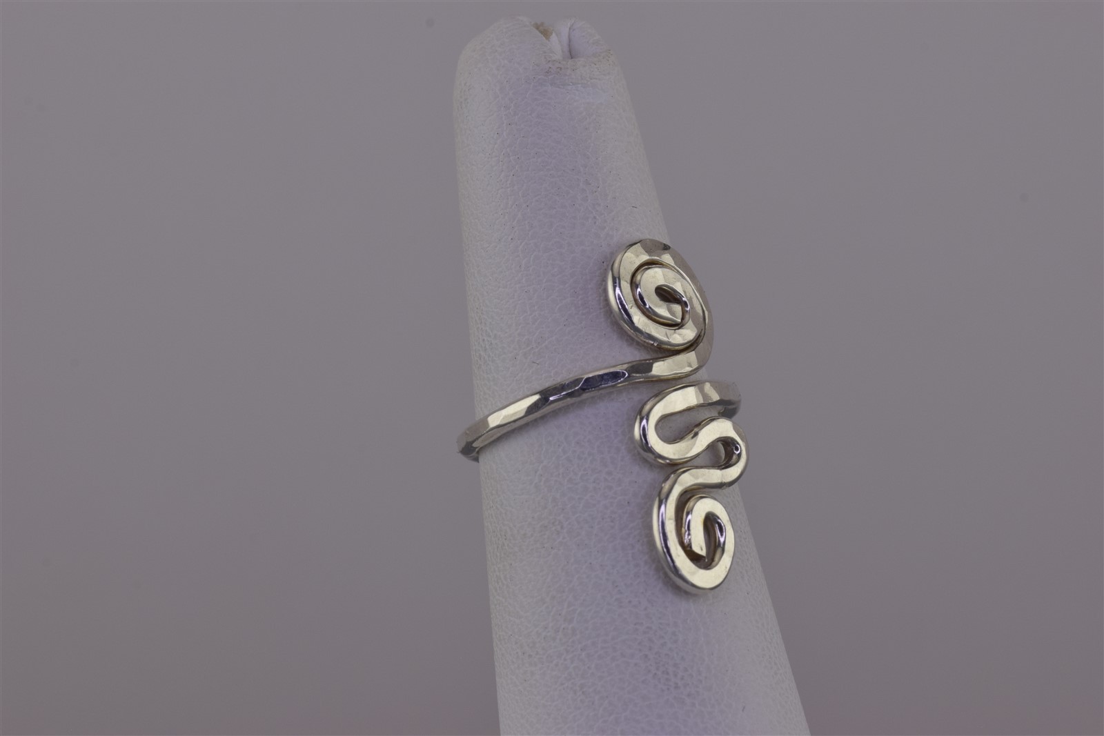 Sterling Silver 25mm Hammer Textured Swirly Spiral Wrap Band Ring 925 Sz: 6