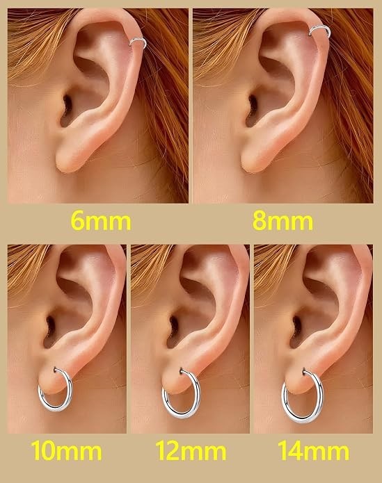 5 Pairs Small Huggie Hoop Earrings for Women, Stainless Steel Silver