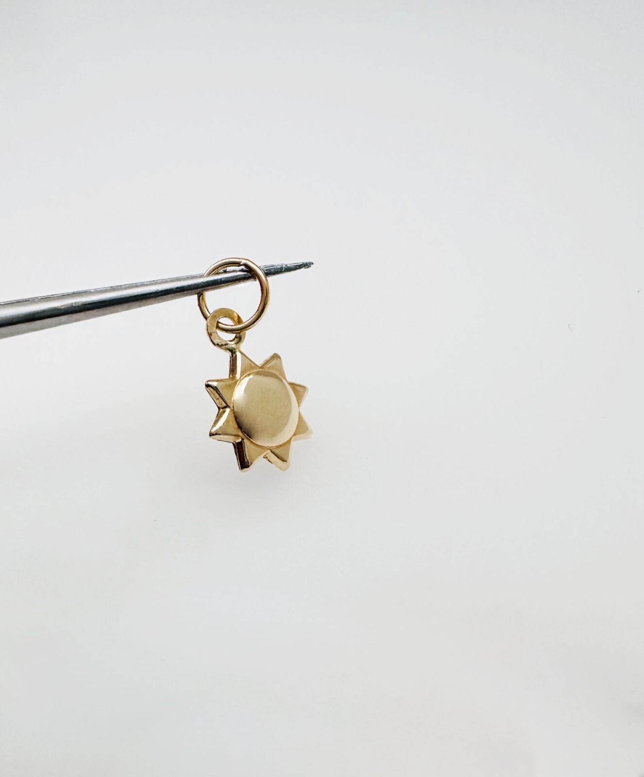 14K Solid Yellow Gold Mini/Petite Celestial Sun Charm Pendant .5x.3″ (13x7mm)