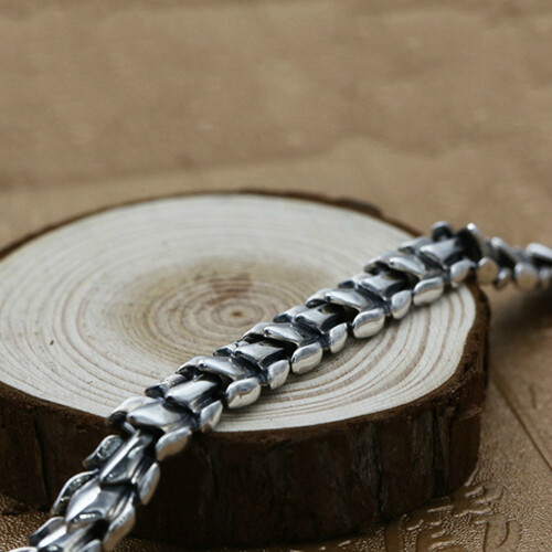 Real Solid 925 Sterling Silver Bracelet Bangle Link Chain Dragon Animal Jewelry