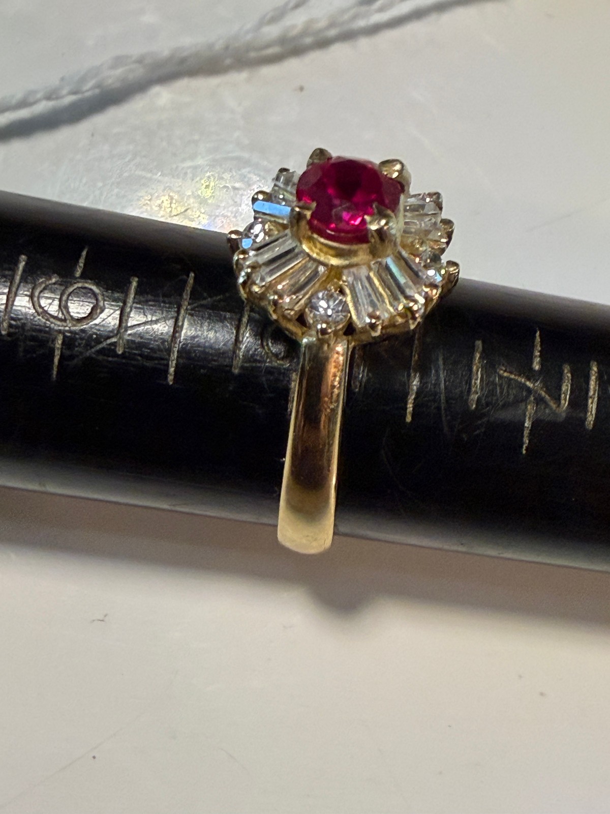 Vintage SOLID 10KT BJM Gold Stamped Red Size 8 Ring 4.71g NOS NOI!