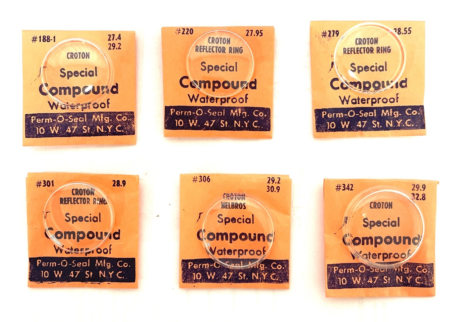 CROTON Special Compound Waterproof Acrylic Watch Crystals Various Types + Sizes