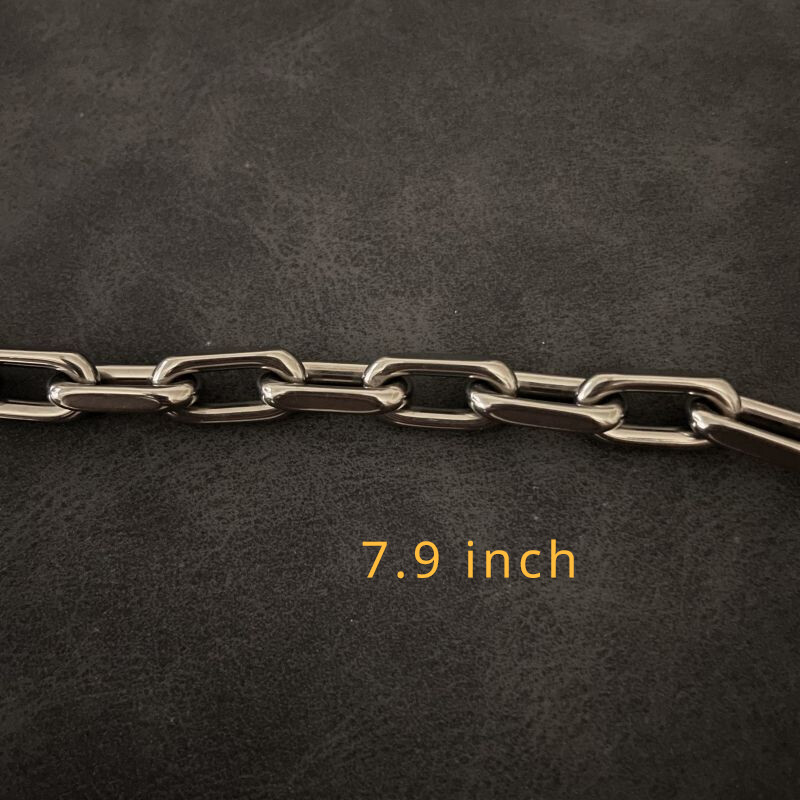 New 8mm Pure Titanium Chain Bracelet Men’s Women Flat O-Chain Anti Allergy 7.9″