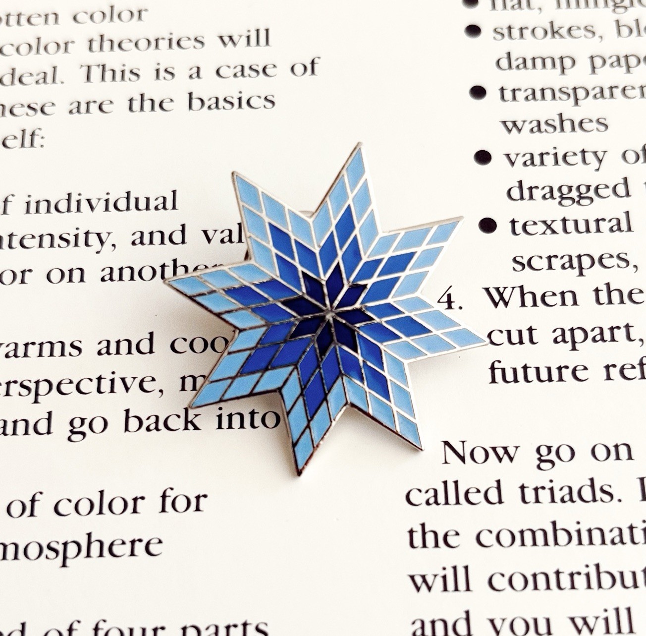 1985 traditional quilt block “Lone Star” Quilting Enamel Pin
