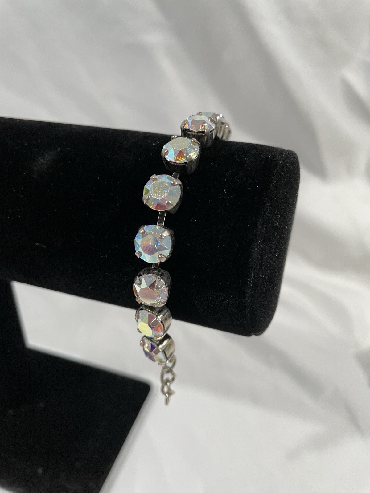 Silver Tone Multicolor Crystal Tennis Bracelet 7 in Round Prong Set Lobster