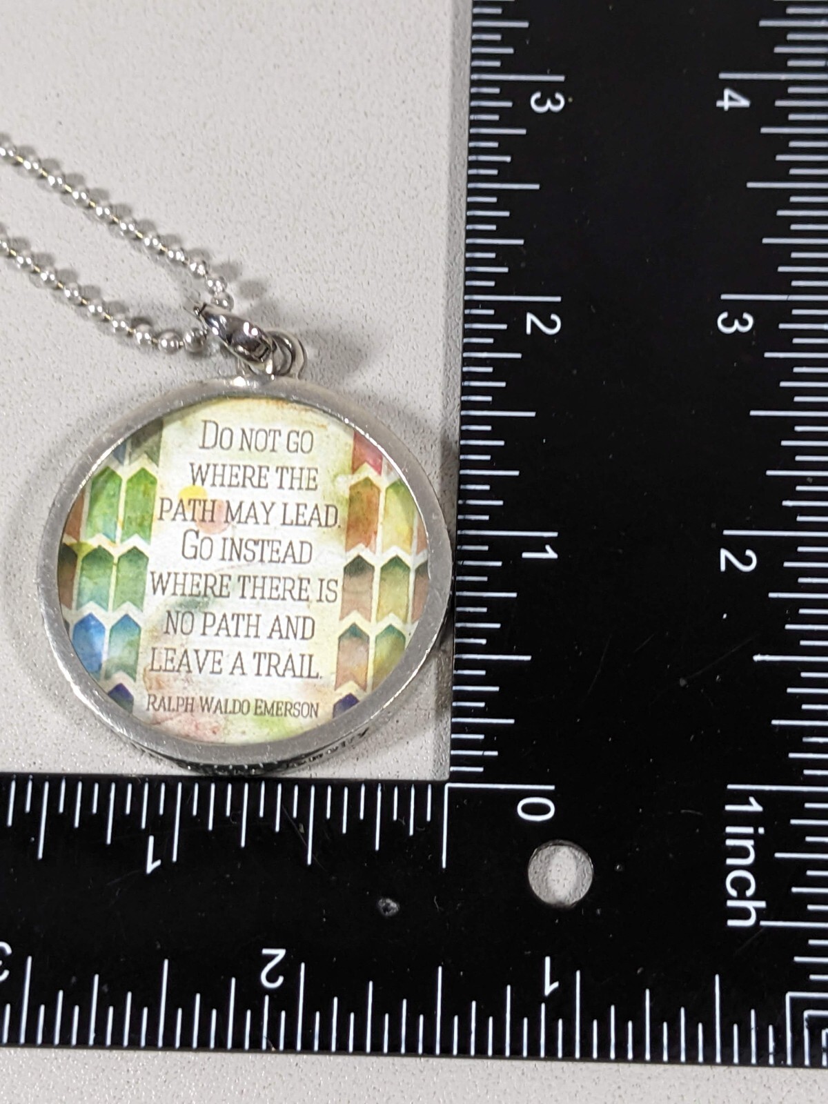 Follow Your Heart Elephant Round Pendant Emerson Quote Necklace 36 inch