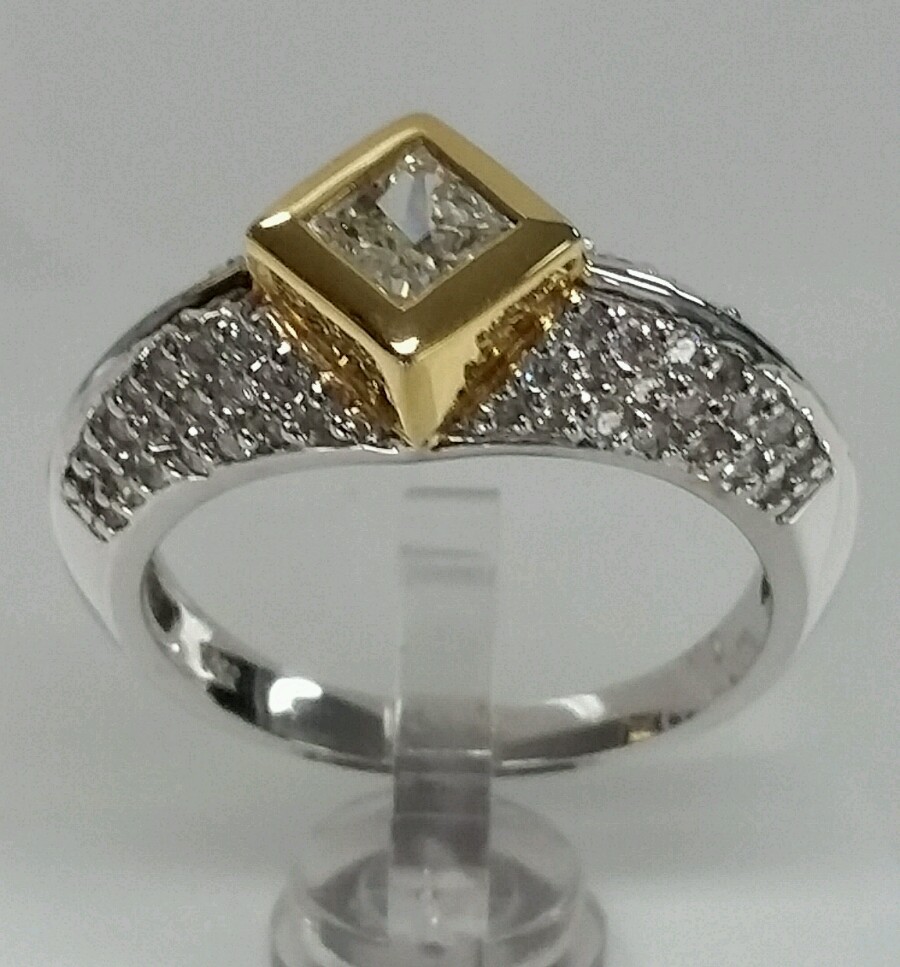 14k white gold engagement,1.00cttw 0.50ct fancy yellow diamond 0.50ct diamonds