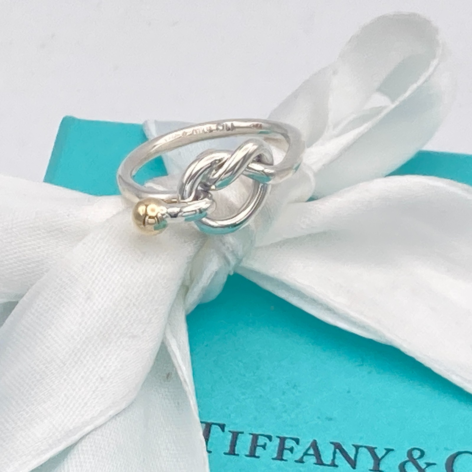 Tiffany & Co. Love Knot Ring Size 6 Gold Silver 3.1g