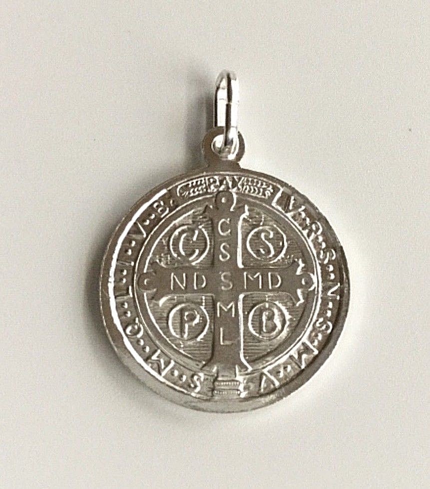 MEDALLA DE SAN BENITO PLATA 925/ITALIAN 925 SILVER SAINT BENEDICT PENDANT-20mm#1