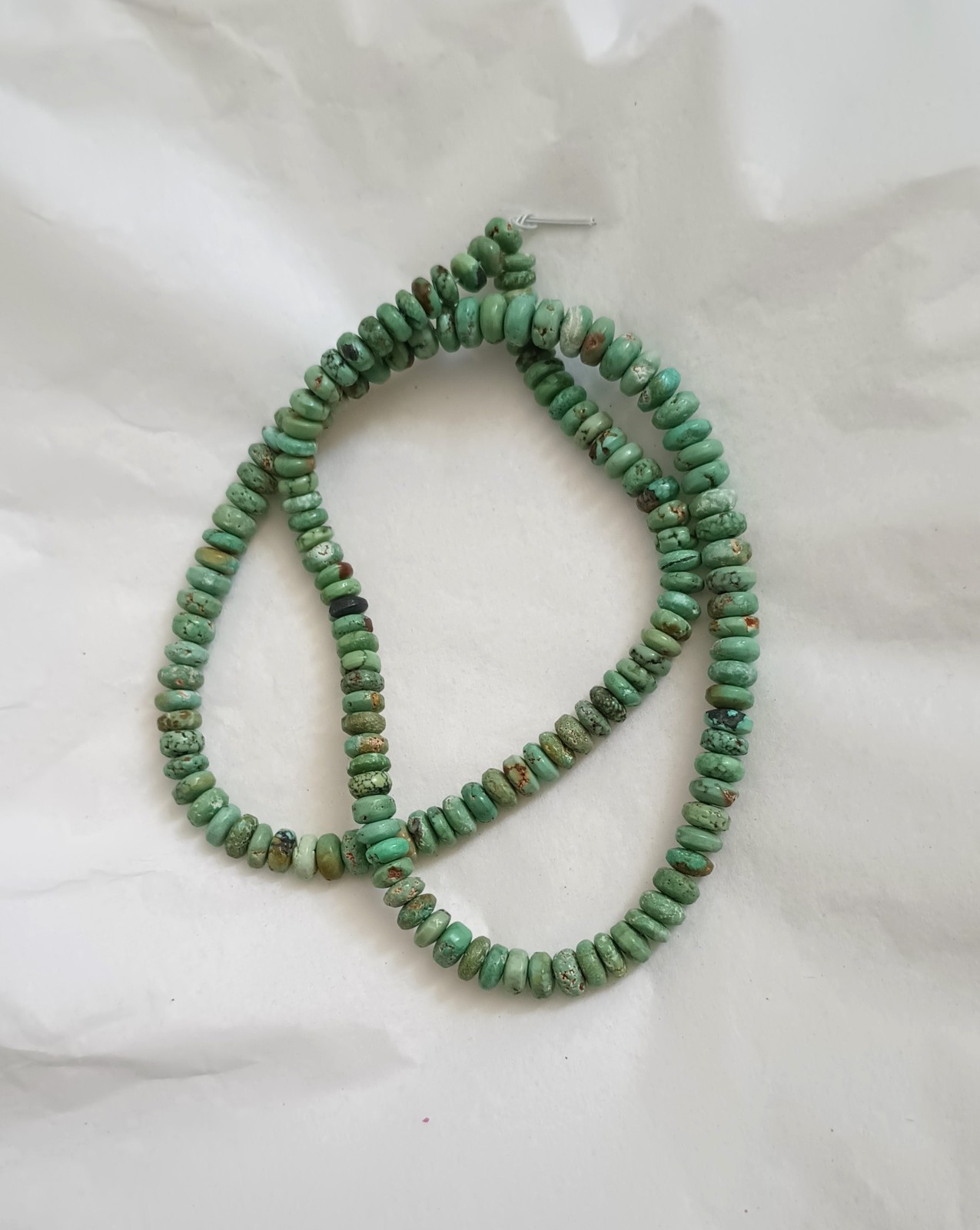 OLD STOCK HI-GRADE ANHUI TURQUOISE 5-6MM RONDELLE BEADS – 17.75″ – 1579E