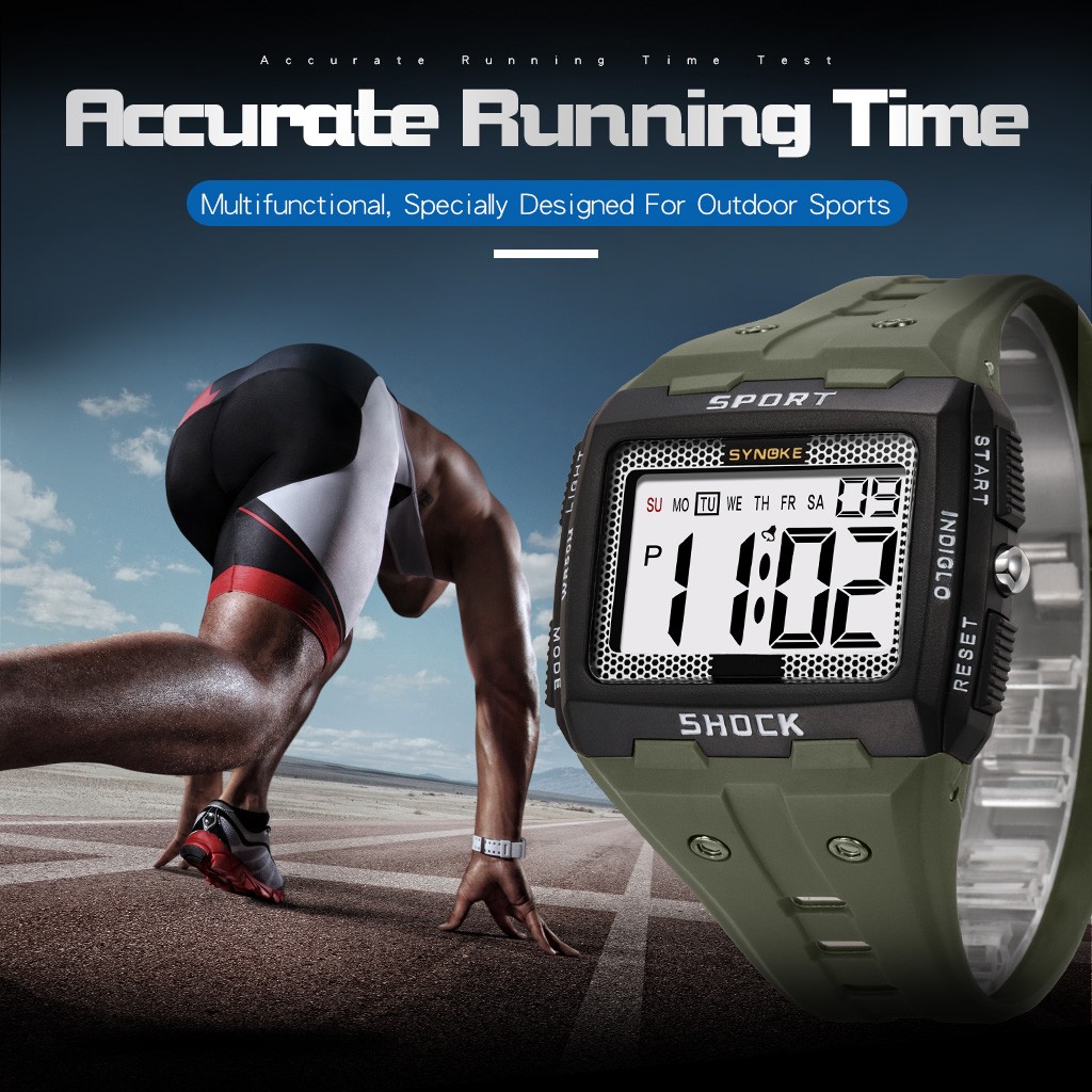 Waterproof Wrist Watch Mens Sports Army Digital Large LED Screen Military Watch