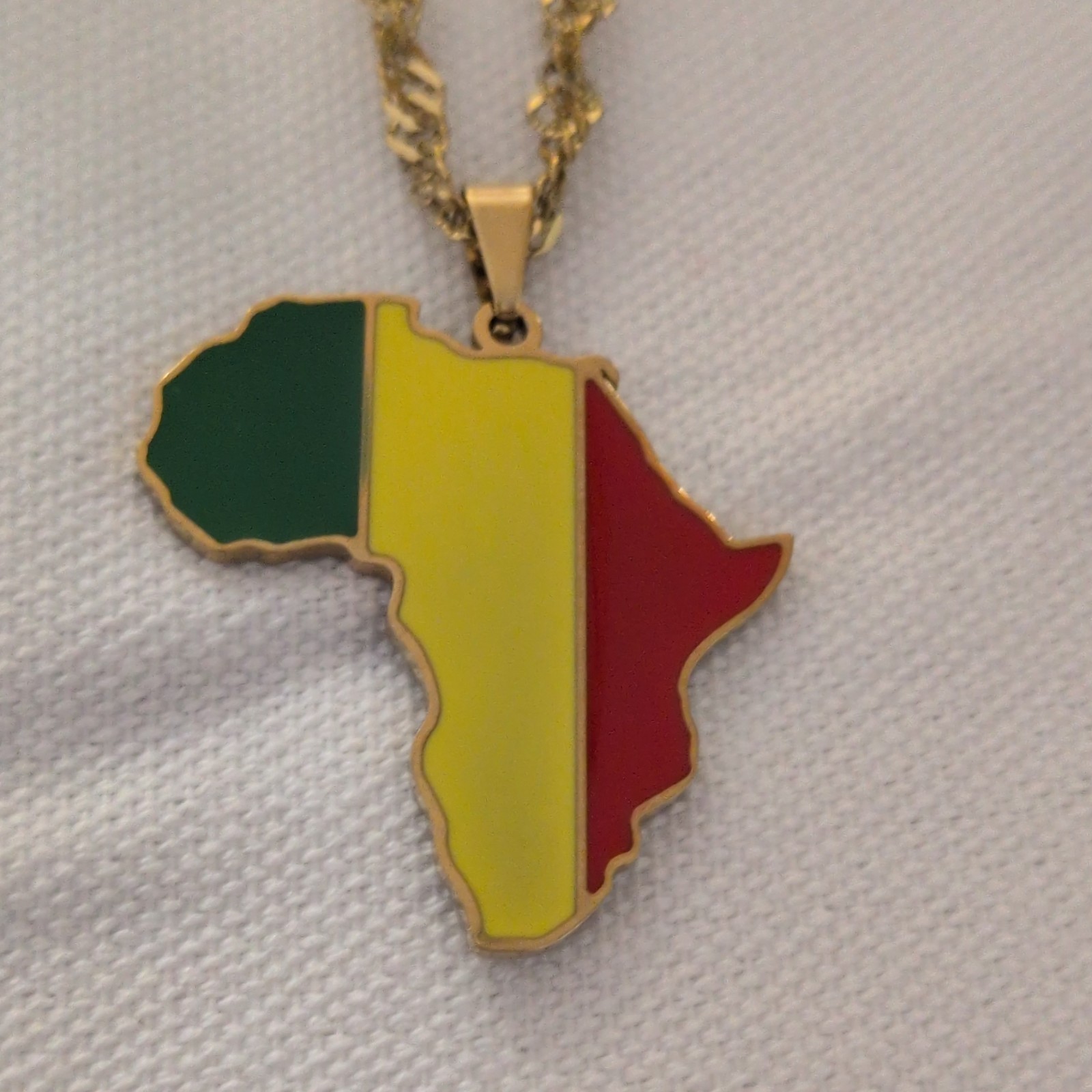 G Girl Jewelry Africa Map Flag Enamel Pendant Rope Chain Necklace Lobster