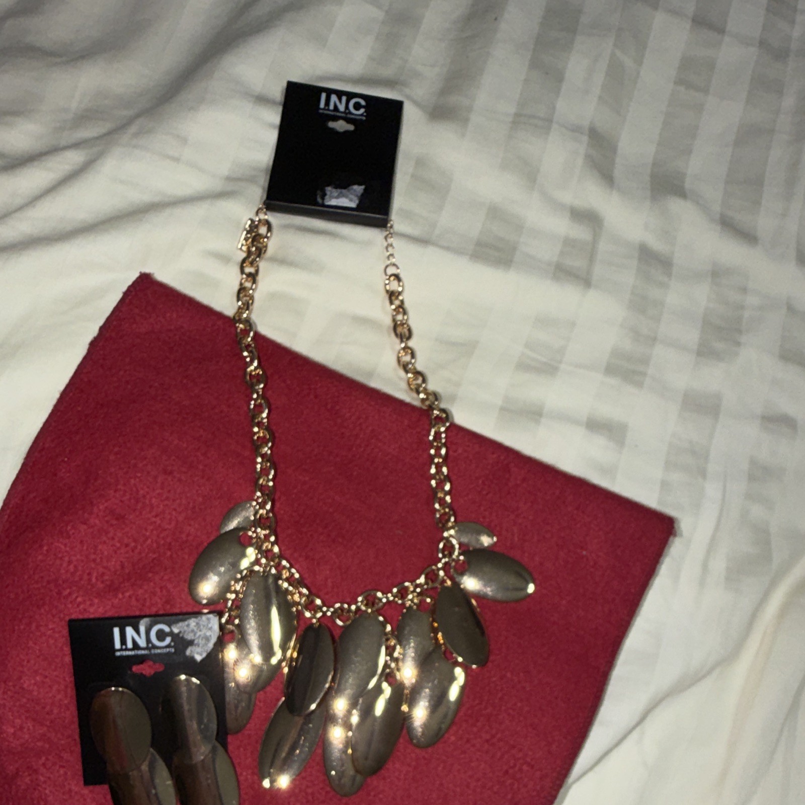 I.N.C. Gold Color Jewelry Set – Necklace and Earrings, No Stone