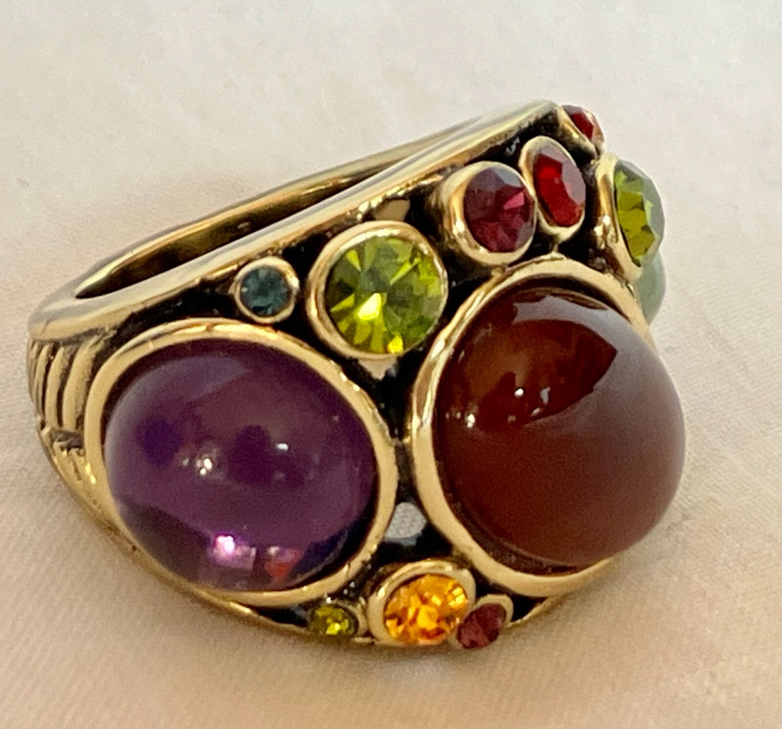 HEIDI DAUS MULTI COLOR CRYSTAL GENUINE GEMSTONES RING 5 ** More COLLECTION MG