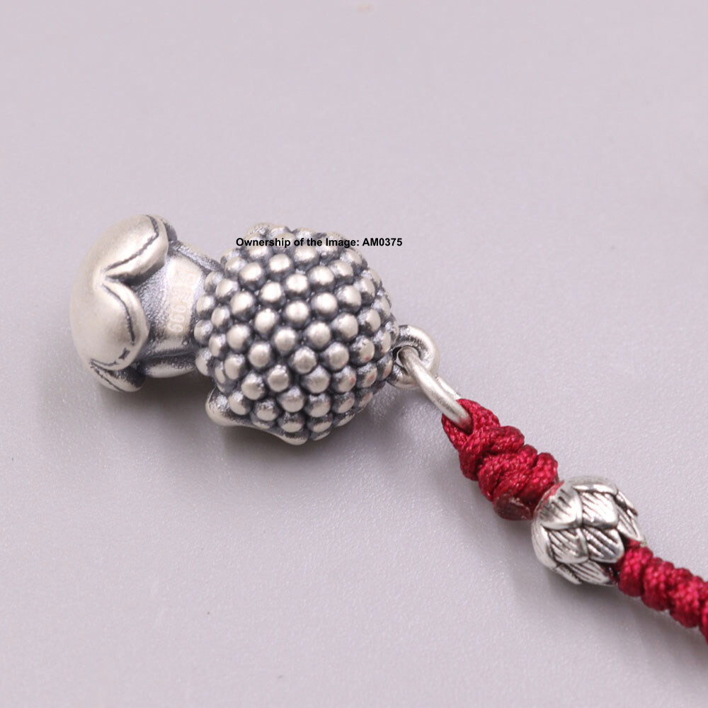 Real 999 Fine Silver Small Buddha Handmade Charm Pendant 80mm Length