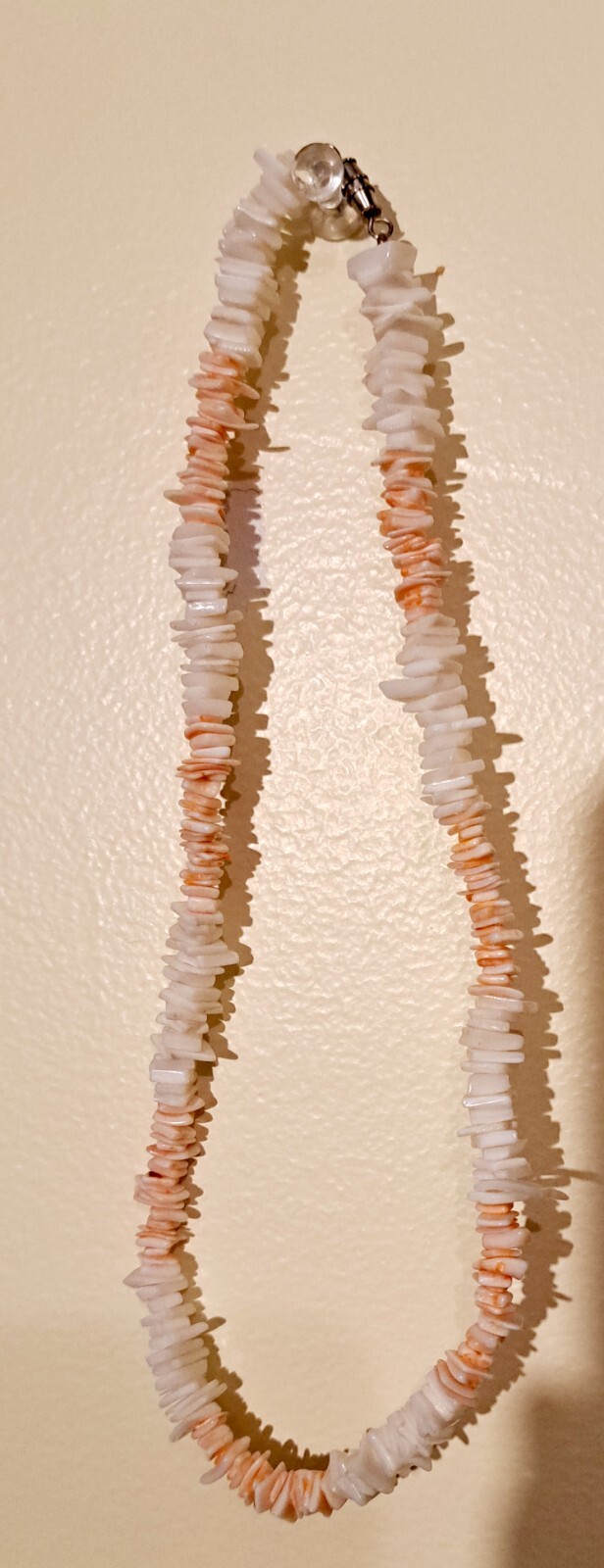 White & Orange Puka Shell Necklace Tropical Beach Fashion Jewelry
