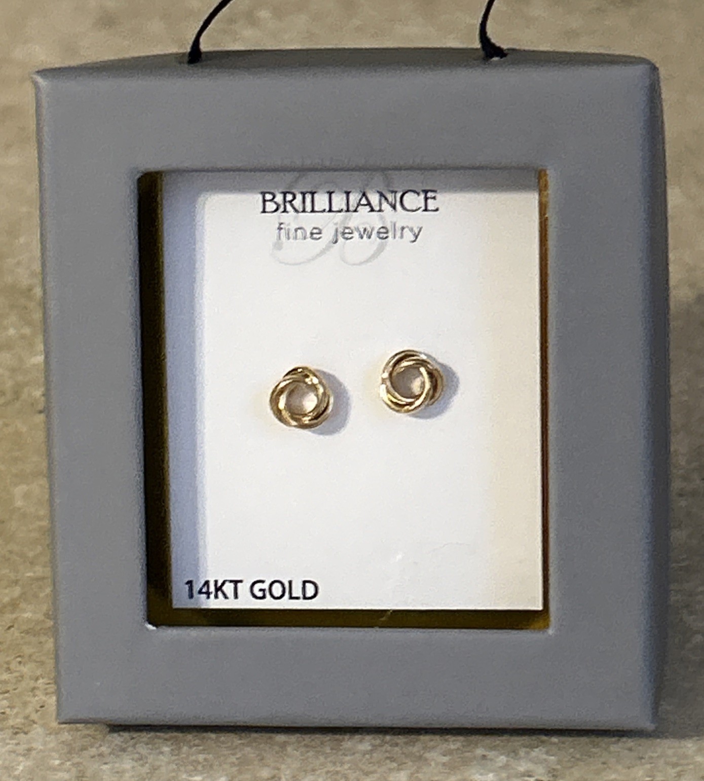 Brilliance Fine Jewelry 14KT Gold Twisted Knot Stud Earrings, Brand New In Box!