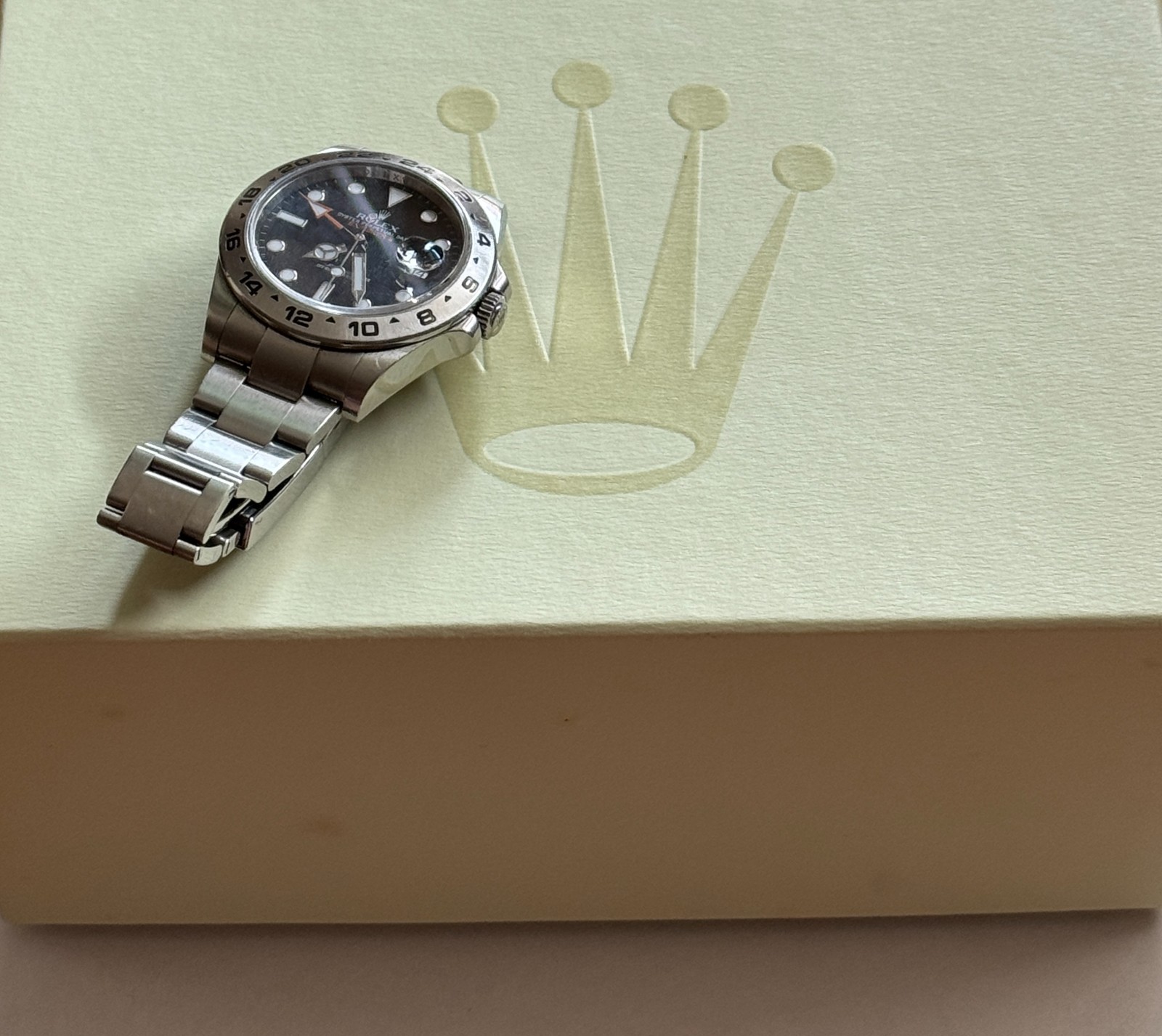 Rolex Oyster Perpetual Explorer II 216570 Mens Watch Black Box Orange Band
