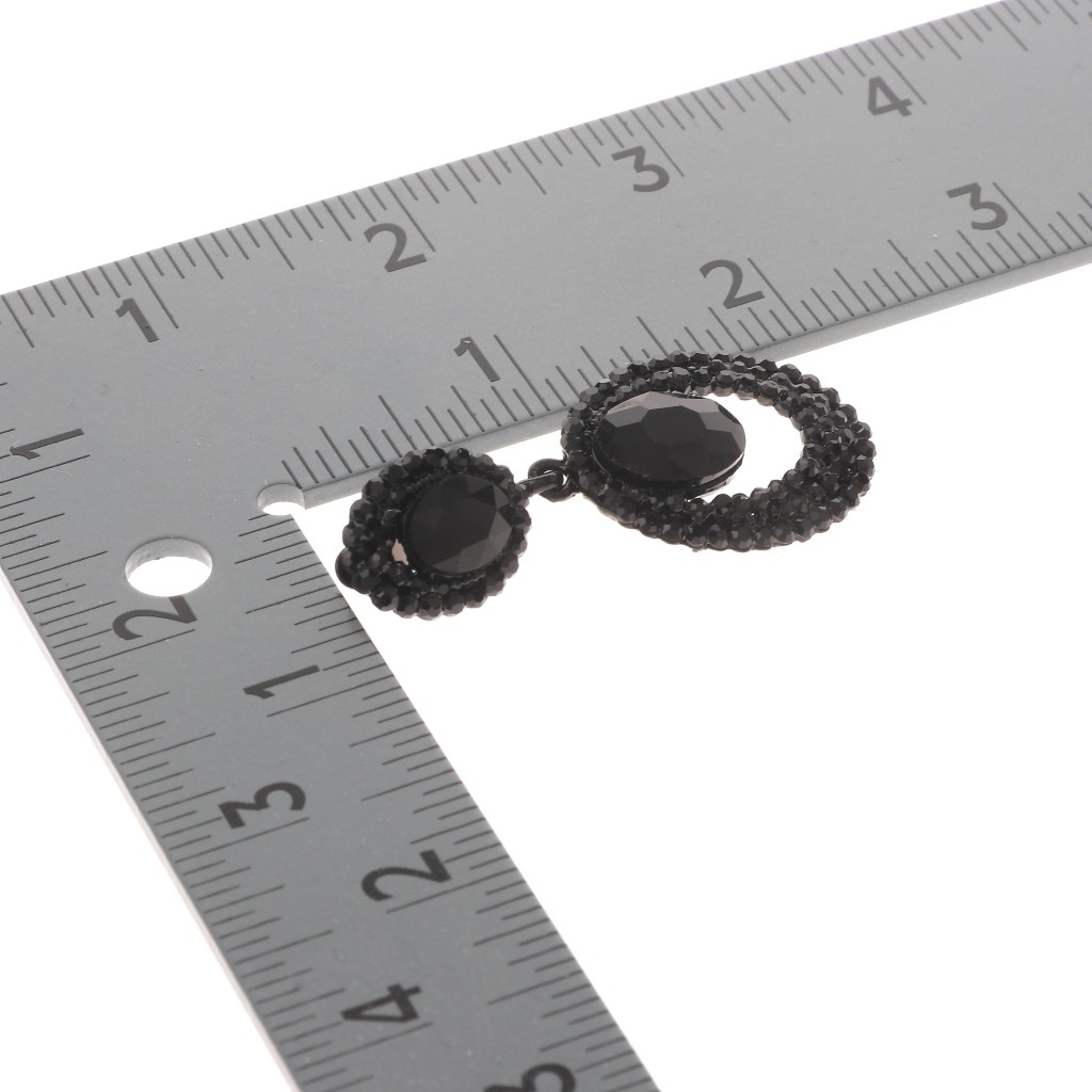 Black Tone Metal Crystal Rhinestone Clip-On Earrings ER2652-JET