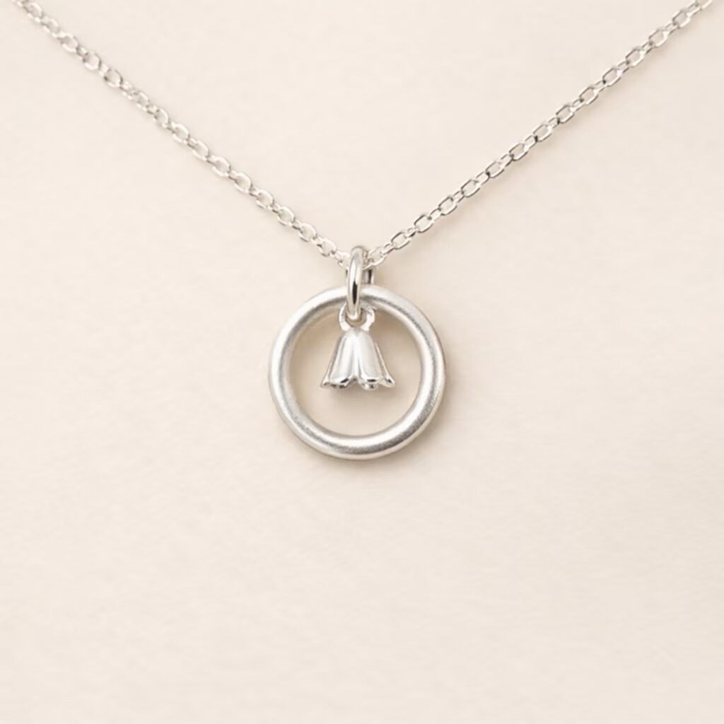 Flower Circle Pendant Necklace for wome Lily of the Valley Tiny Floral Charm 030