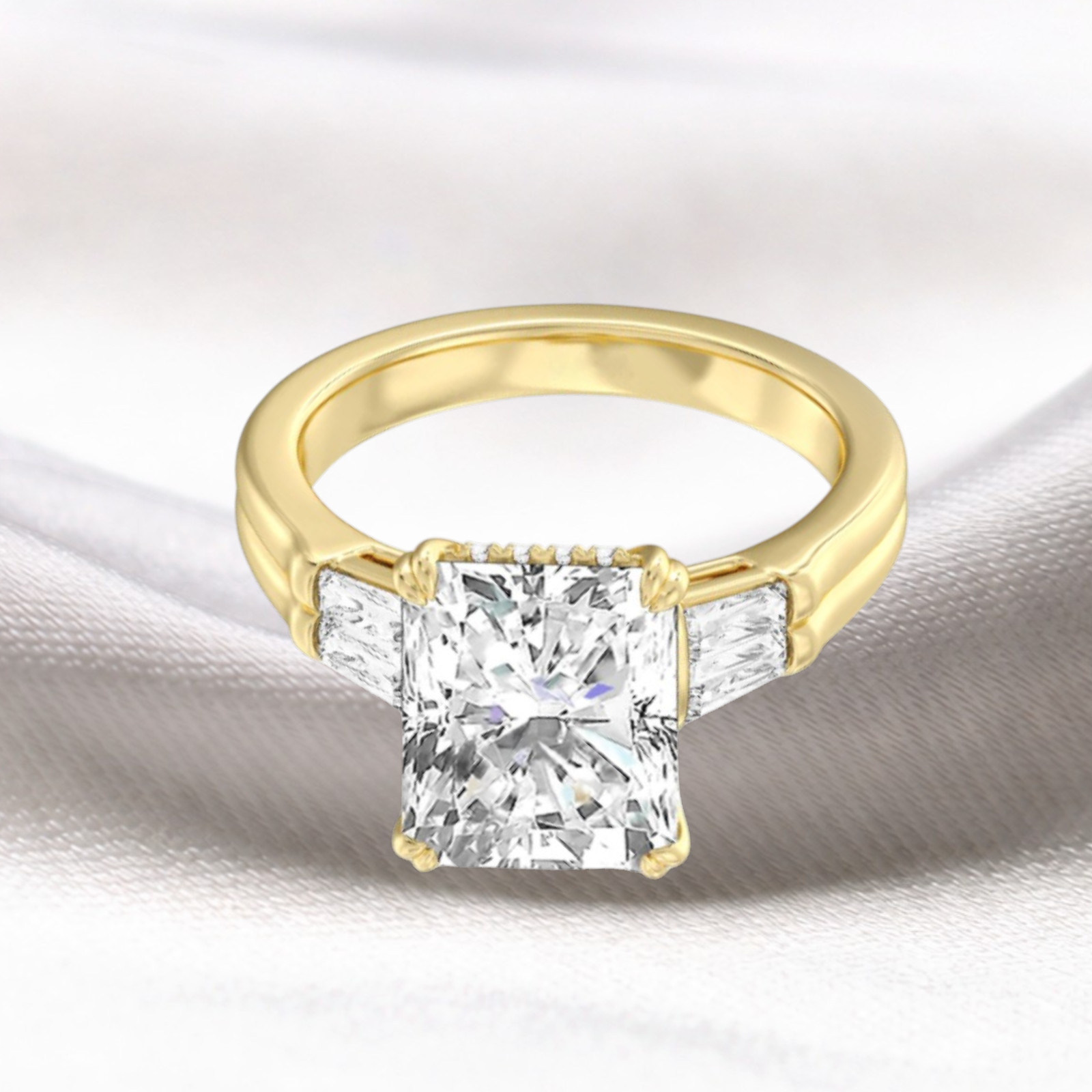 Diamond Wedding Ring IGI Certified Lab Grown 4.80 Ct Radiant Cut 14K Yellow Gold