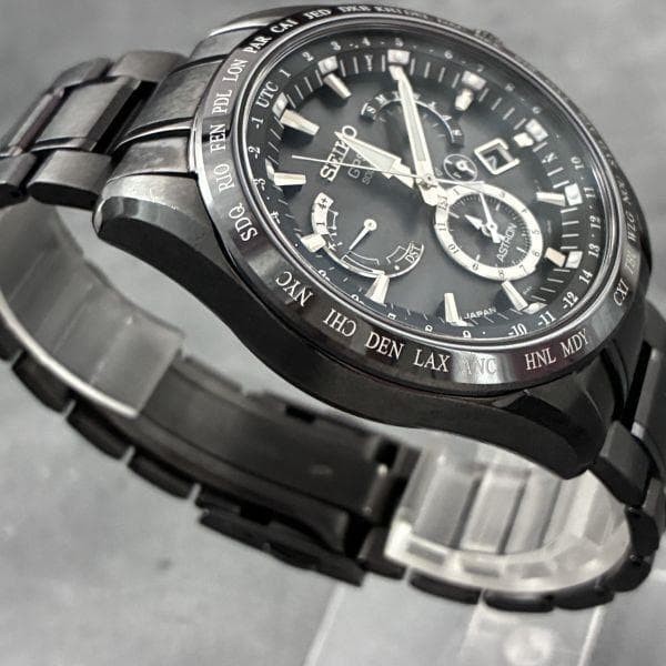 SEIKO Astron SBXB049 8X53 GPS Solar Titanium 46mm Wrist 20.5cm Black Watch