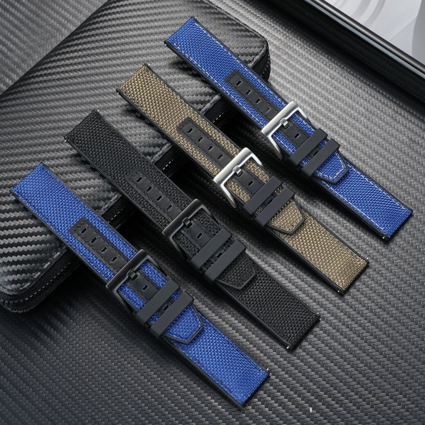 For Tissot Quickster T125617A Nylon Canvas Rubber Watch Strap Quick Release 22mm