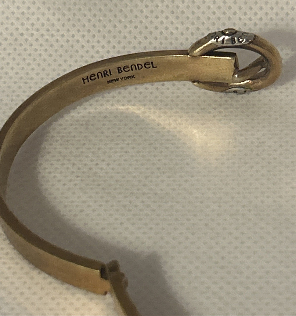 Henri Bendel Gold Tone Belt Buckle Bangle Bracelet Adjustable 6.5-7”