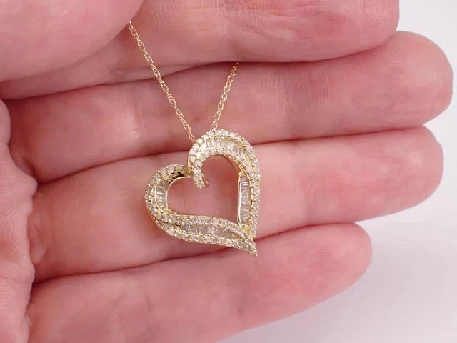 2Ct Round Cut Lab-Created Open Heart Pendant 14K Yellow Gold Plated Silver