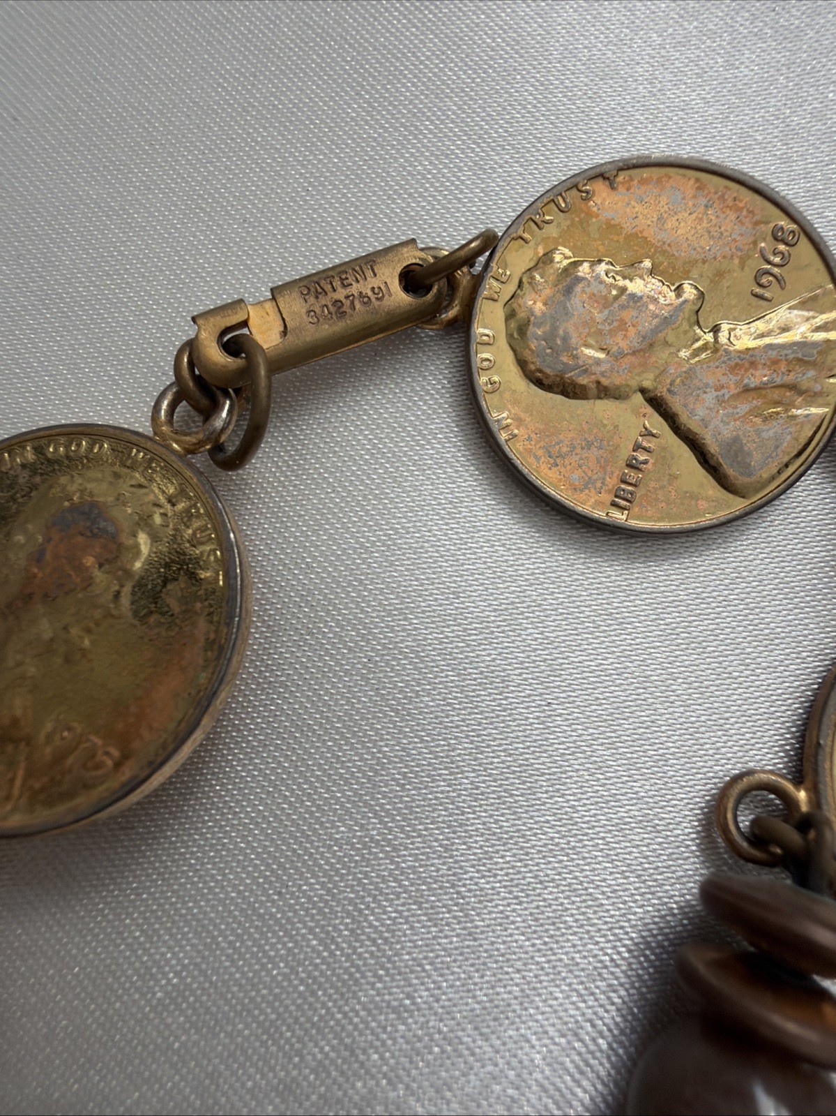 Vintage Miriam Haskell Lincoln Penny Necklace Signed Patent 3427691 Designer