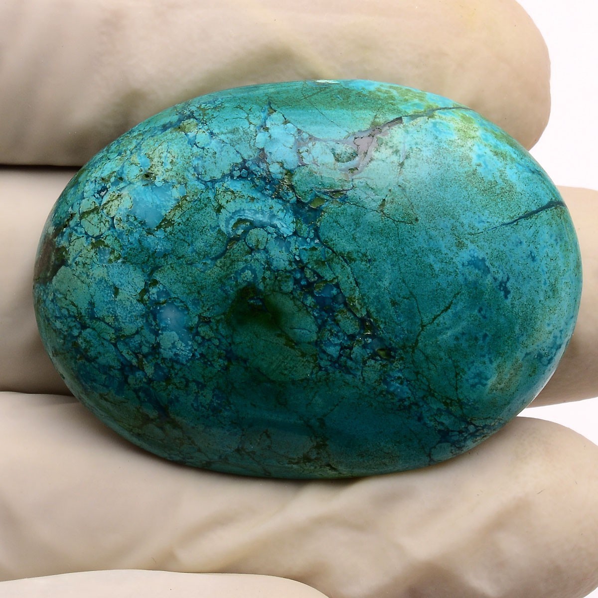 92.00 Cts Natural Tibbet Turquoise 42mmx31mm Oval Cabochon Huge Loose Gemstone