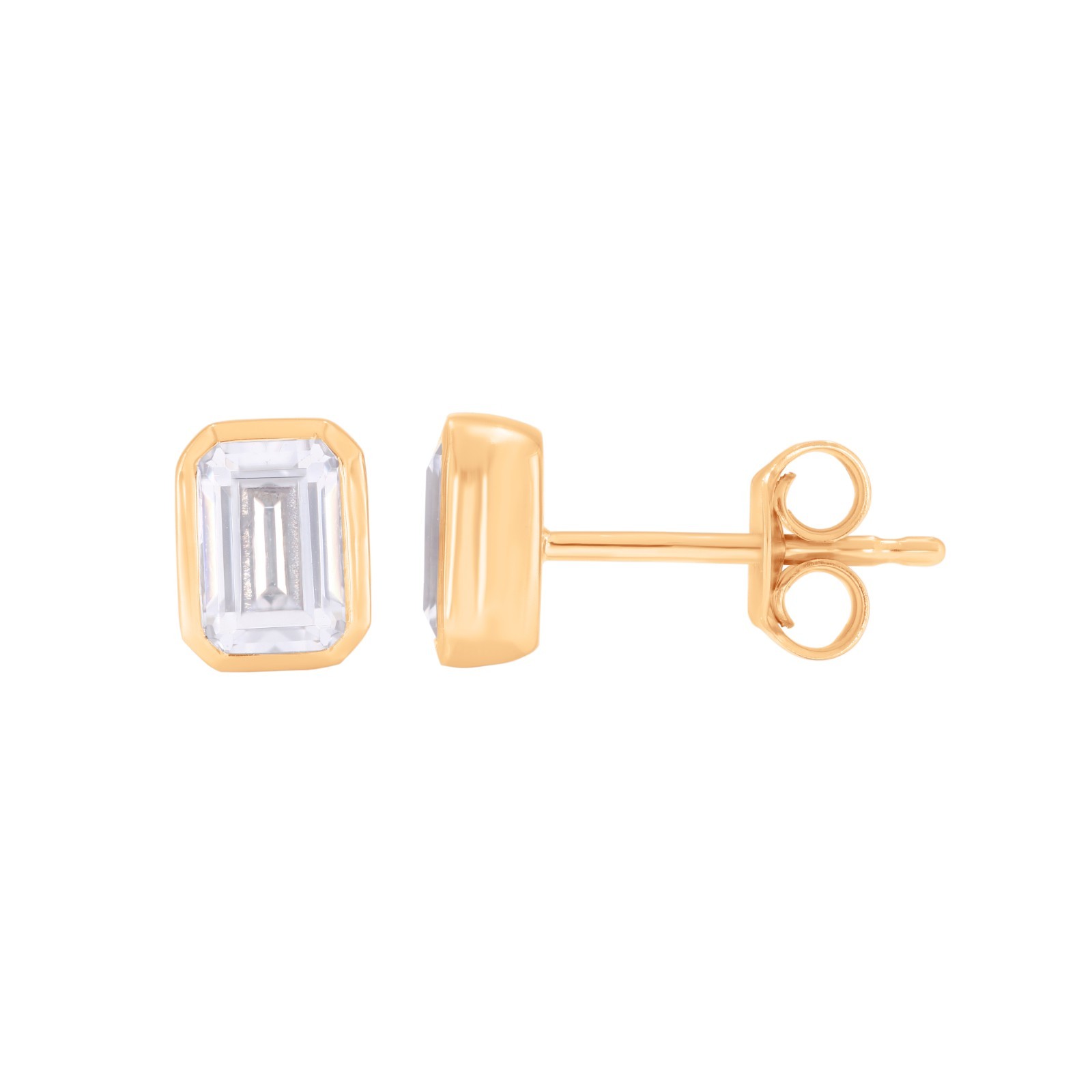 1.50 Carat Emerald Shape Moissanite Stone Stud Earring in Solid Gold For Women