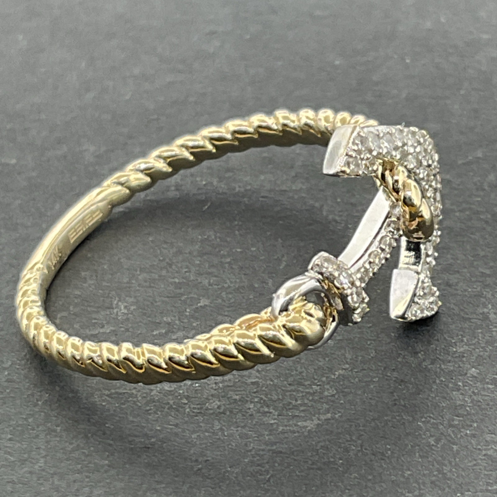 EFFY 14K Yellow Gold Diamond East West Anchor Ring Size 7.25