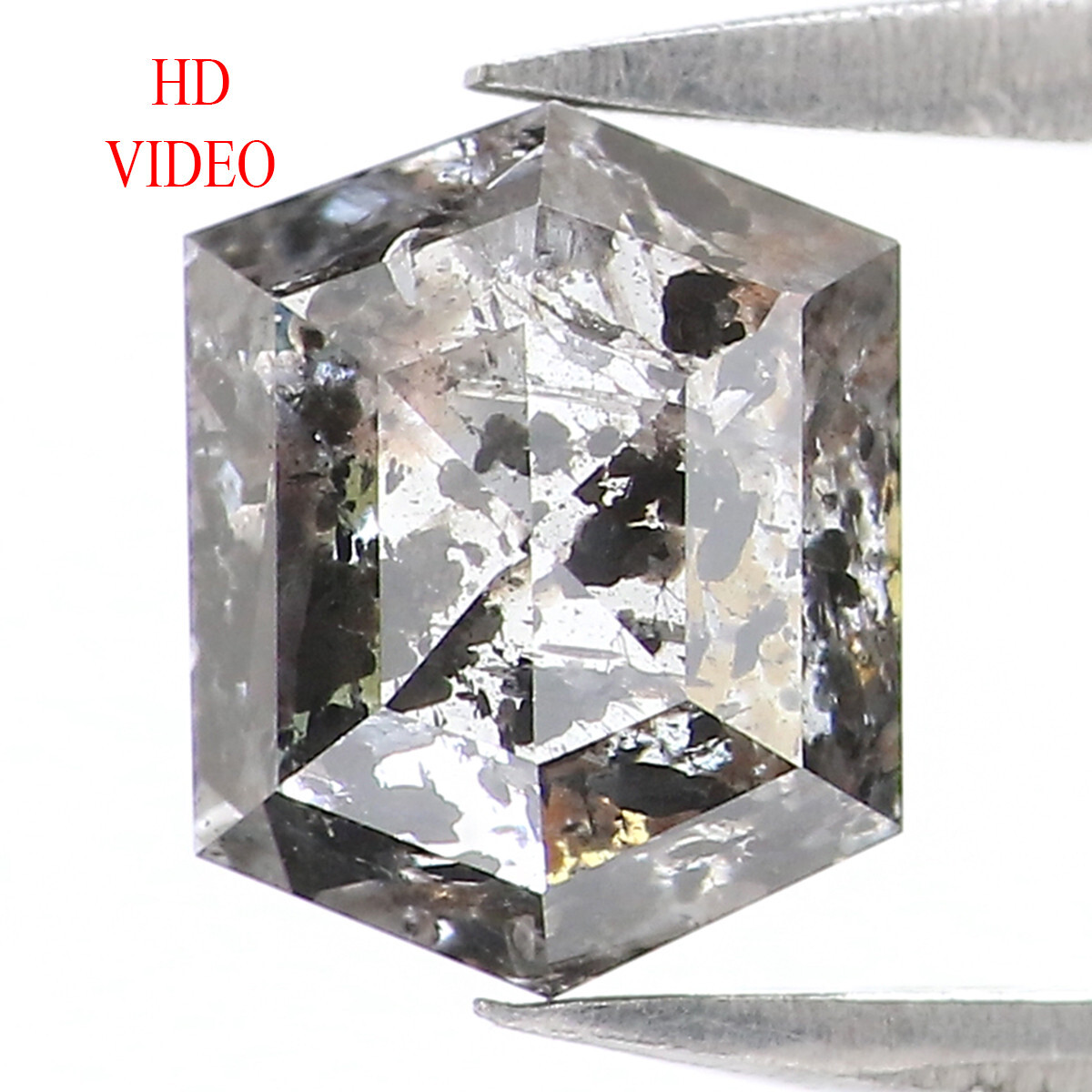1.23 CT Natural Loose Hexagon Cut Diamond 6.90 MM Salt And Pepper Diamond QL2743