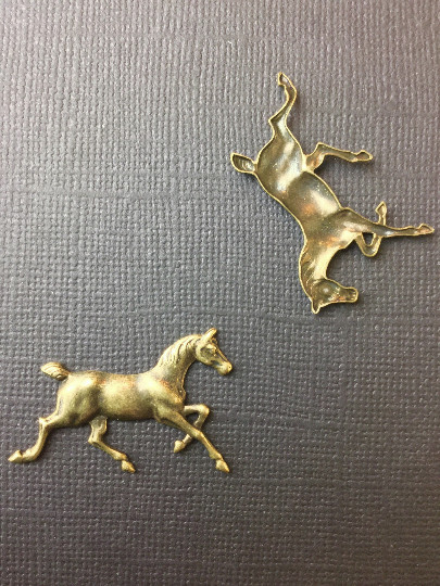 40193 – 2 Pc Running Horse Jewelry Finding Brass Ox