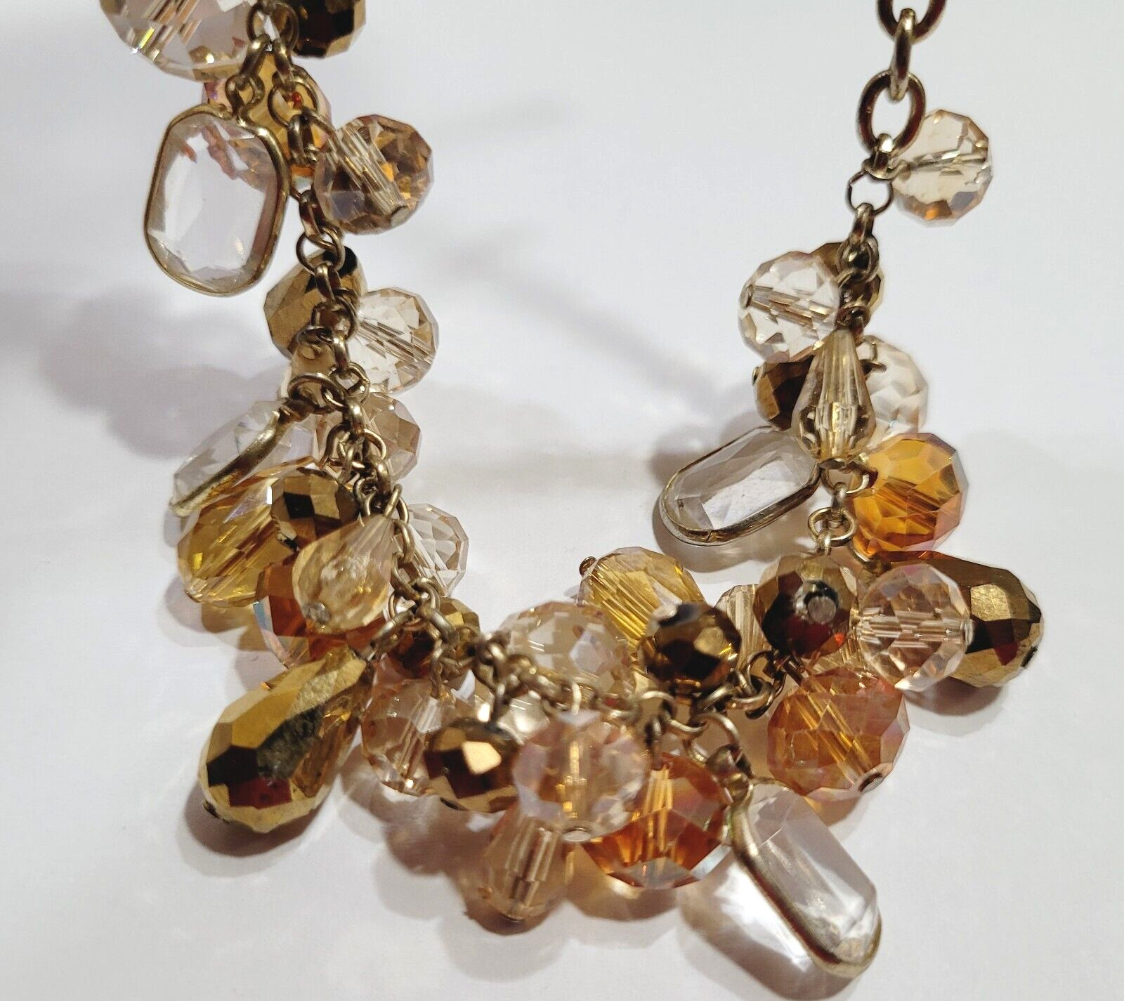 Chunky Cluster Statement Multi Colored Faceted Glass Charm Drop Necklace 21 Inch