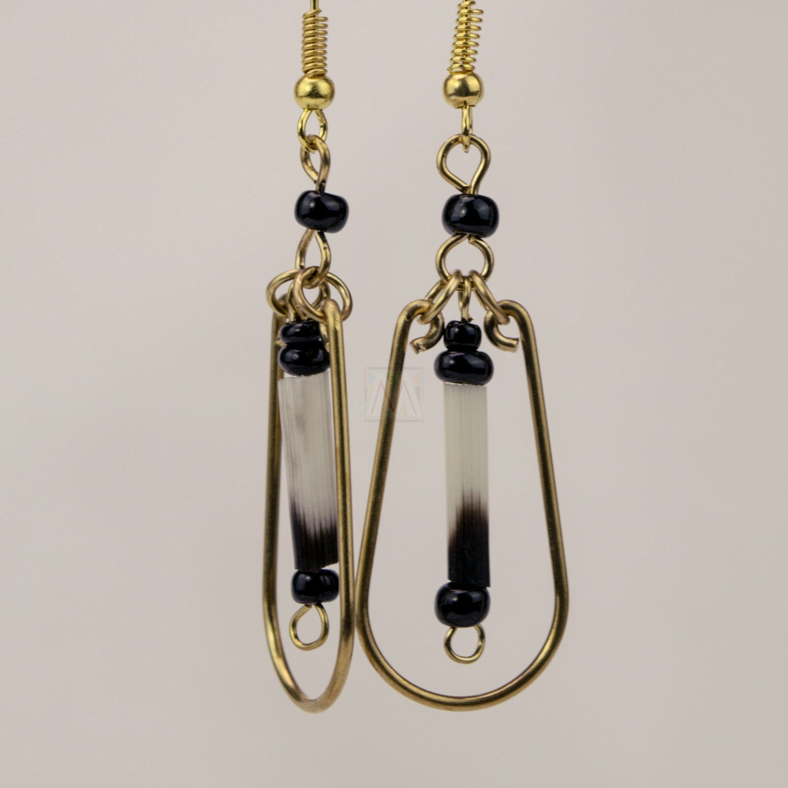Africa Handmade Brass Porcupine Quill Earrings – Unique African Jewelry