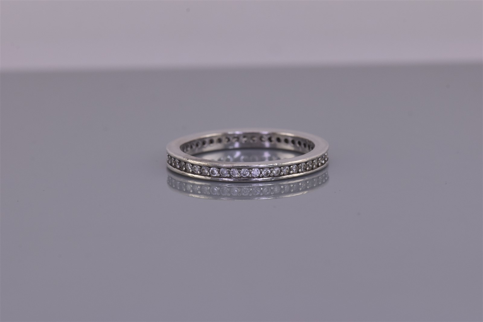 Sterling Silver 2.5mm Cubic Zirconia Eternity Stackable Band Ring 925 Sz: 6.5