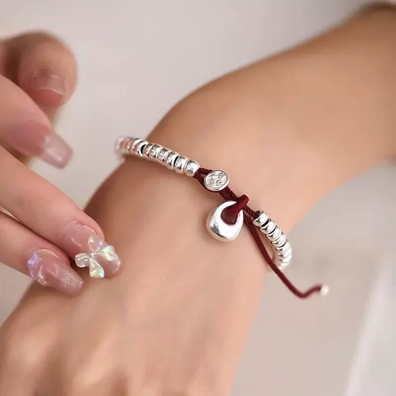 Pure silver Ping An Joy Money Chain coiled bracelet