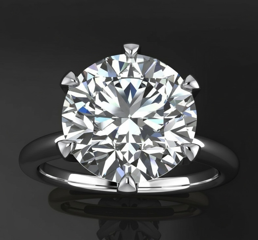5.00 Ct Certified Round Shape Natural White Diamond Ring VVS1 White Gold Finish
