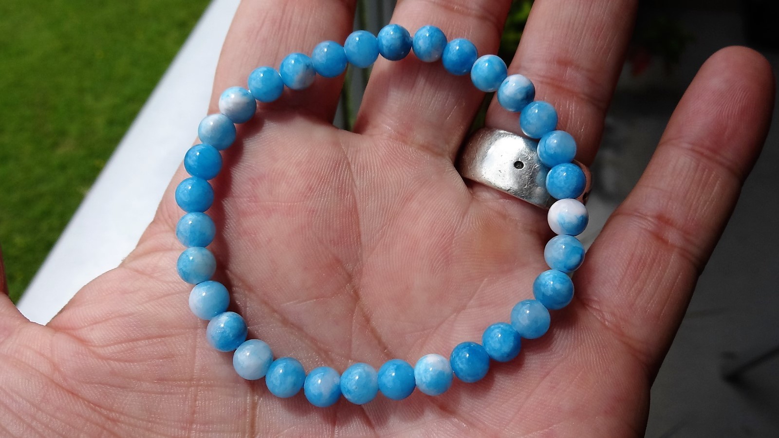Blue Dominican LARIMAR Bead Bracelet Men Women Stretch 6mm 7, 7.5, 8, or 8.5 in