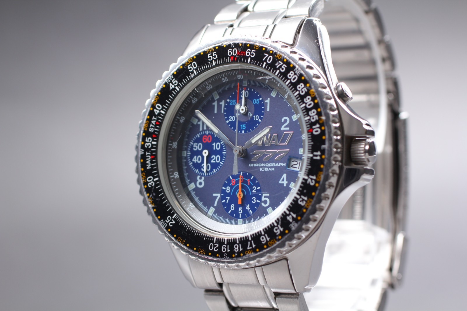 【EXC+5】 Seiko ANA777 Flight Quartz Chronograph Blue Dial Men’s Watch from JAPAN