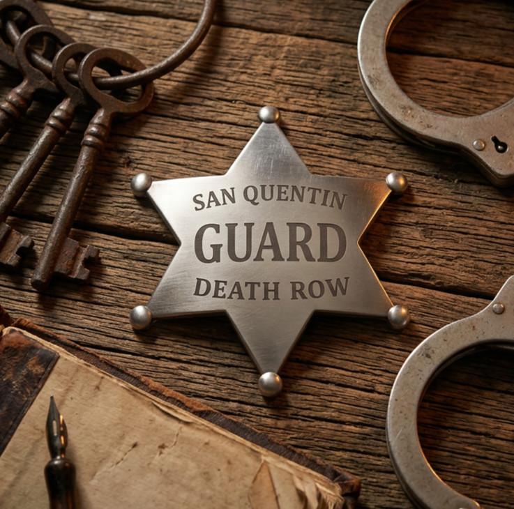 Western Brass Badge – Old West Solid Brass 3″ Badge San Quentin Guard Death Row