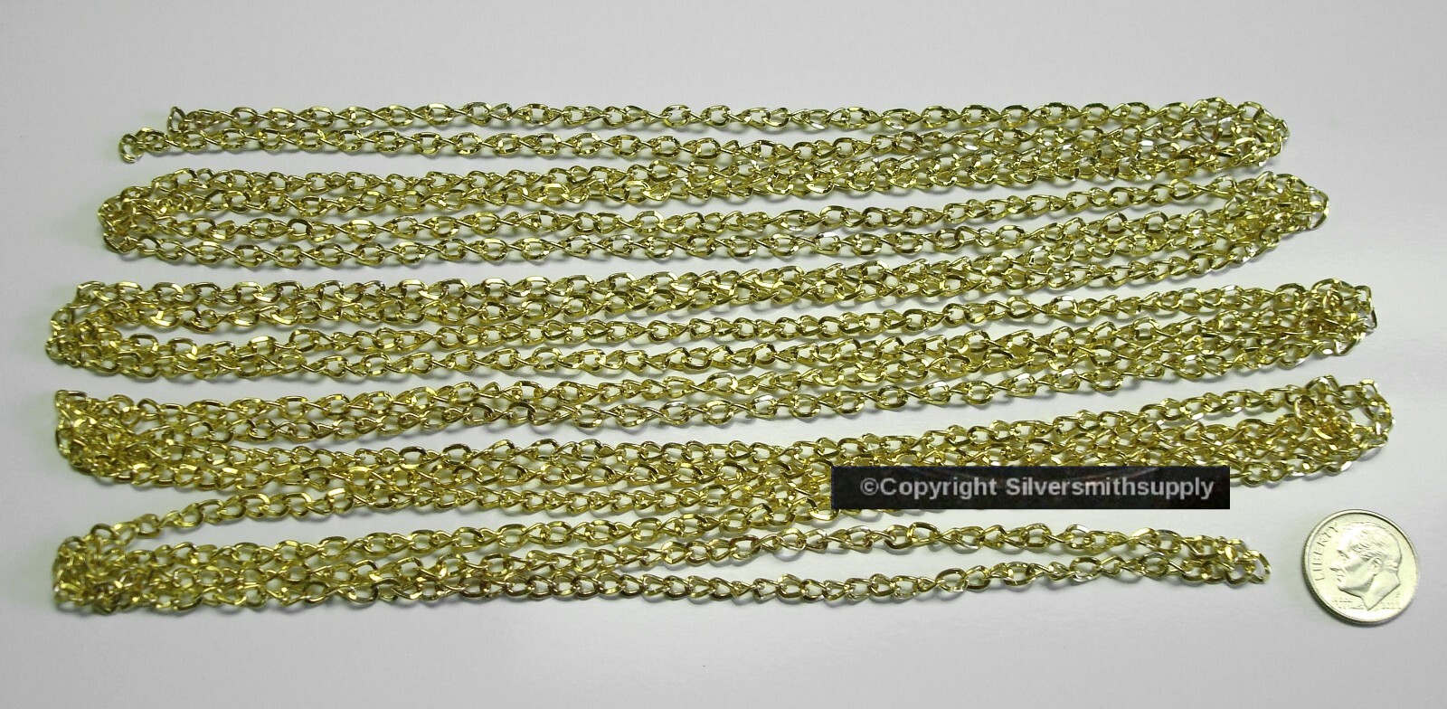 12′ Gold plated flat oval twist 6x4mm bulk large cable link necklace chain CH118