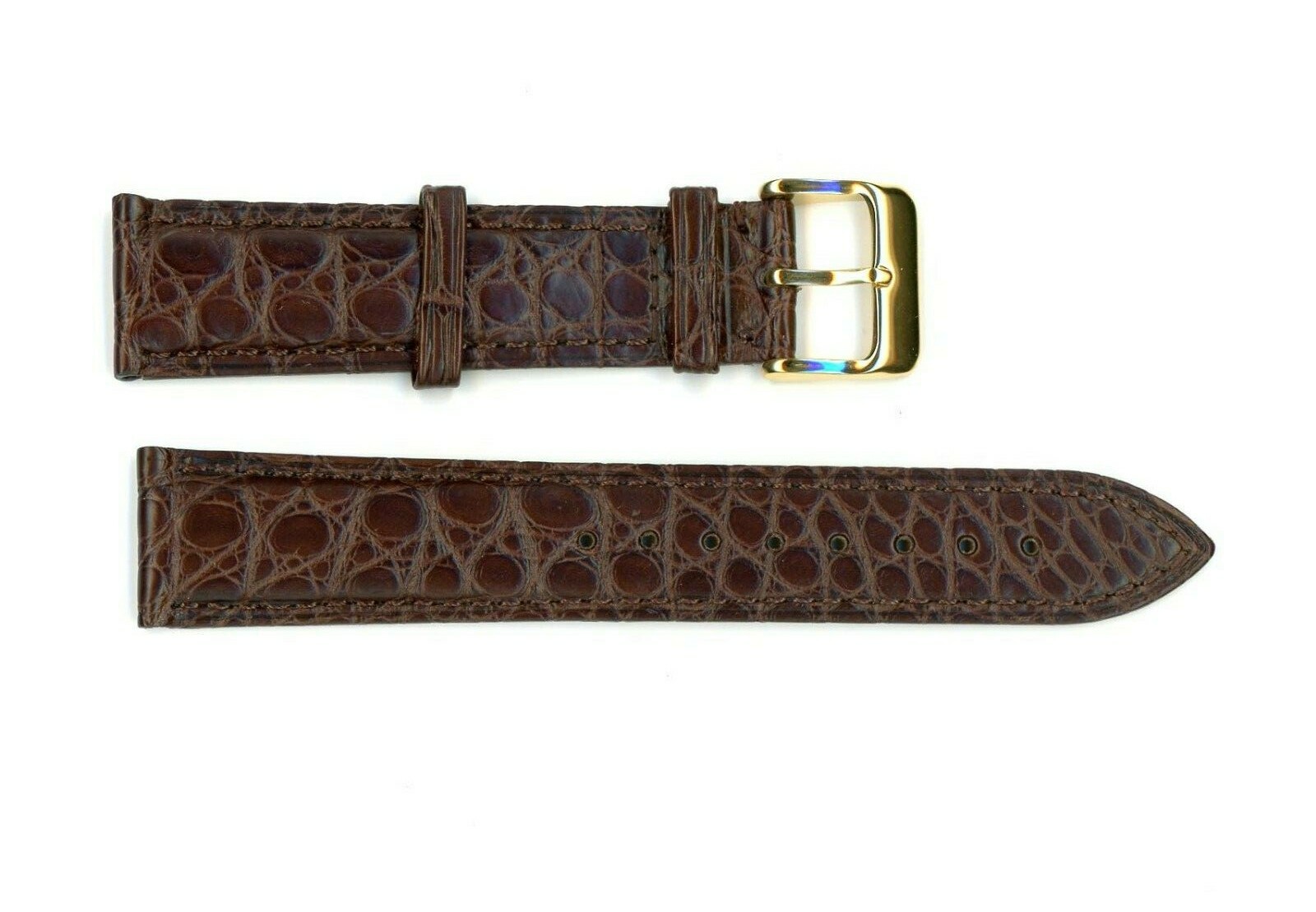 GENUINE ALLIGATOR STRAP DARK LIGHT & MAHOGANY BROWN 18mm 19mm 20mm & EXTRA LONG
