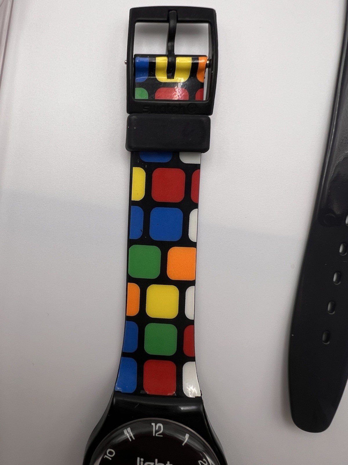 Vintage Swatch Gent LIGHT ME UP Touch Loomi GB908 2003 Cube Explosion Band READ