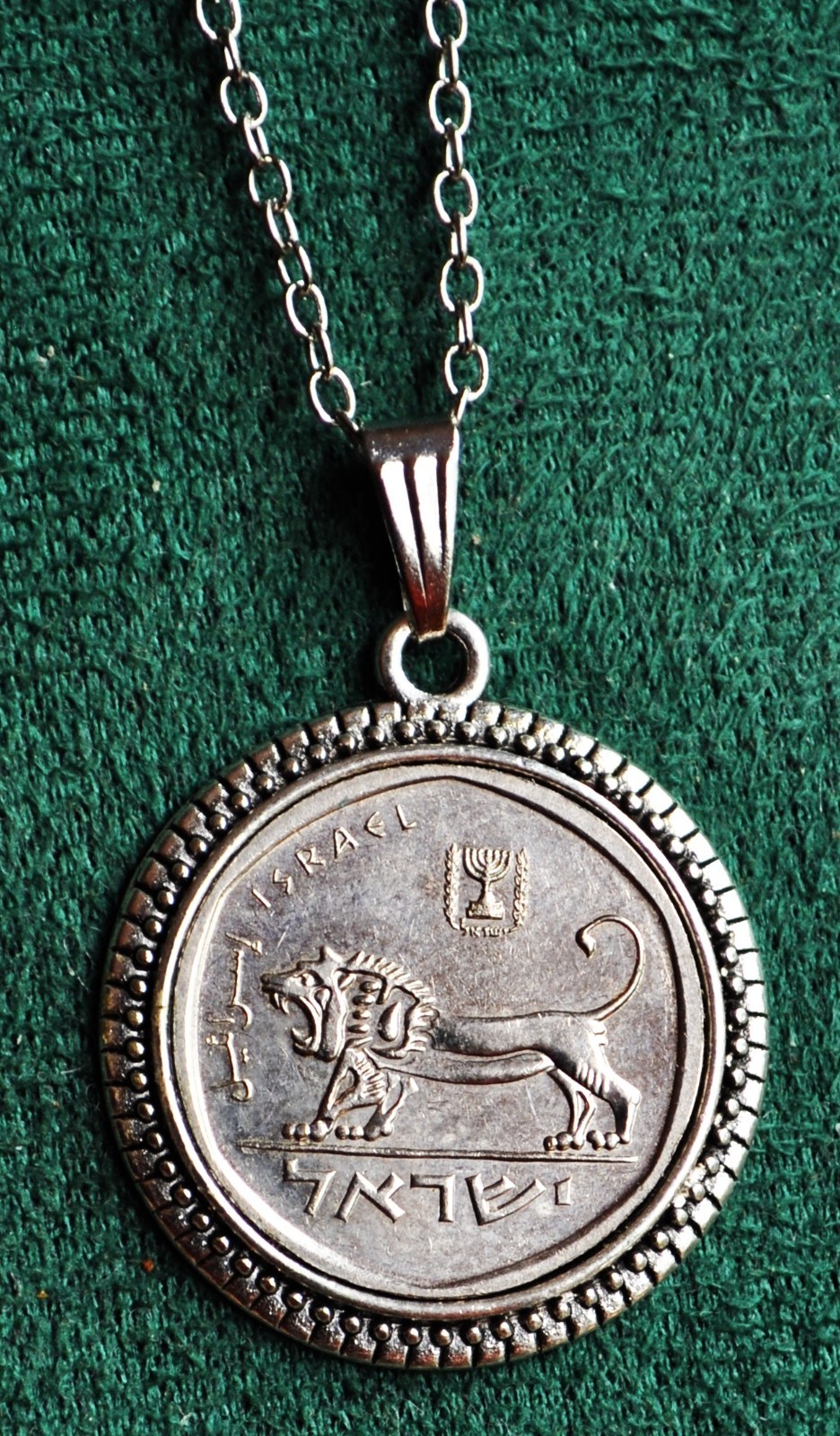 Israel Lion Coin Pendant Necklace