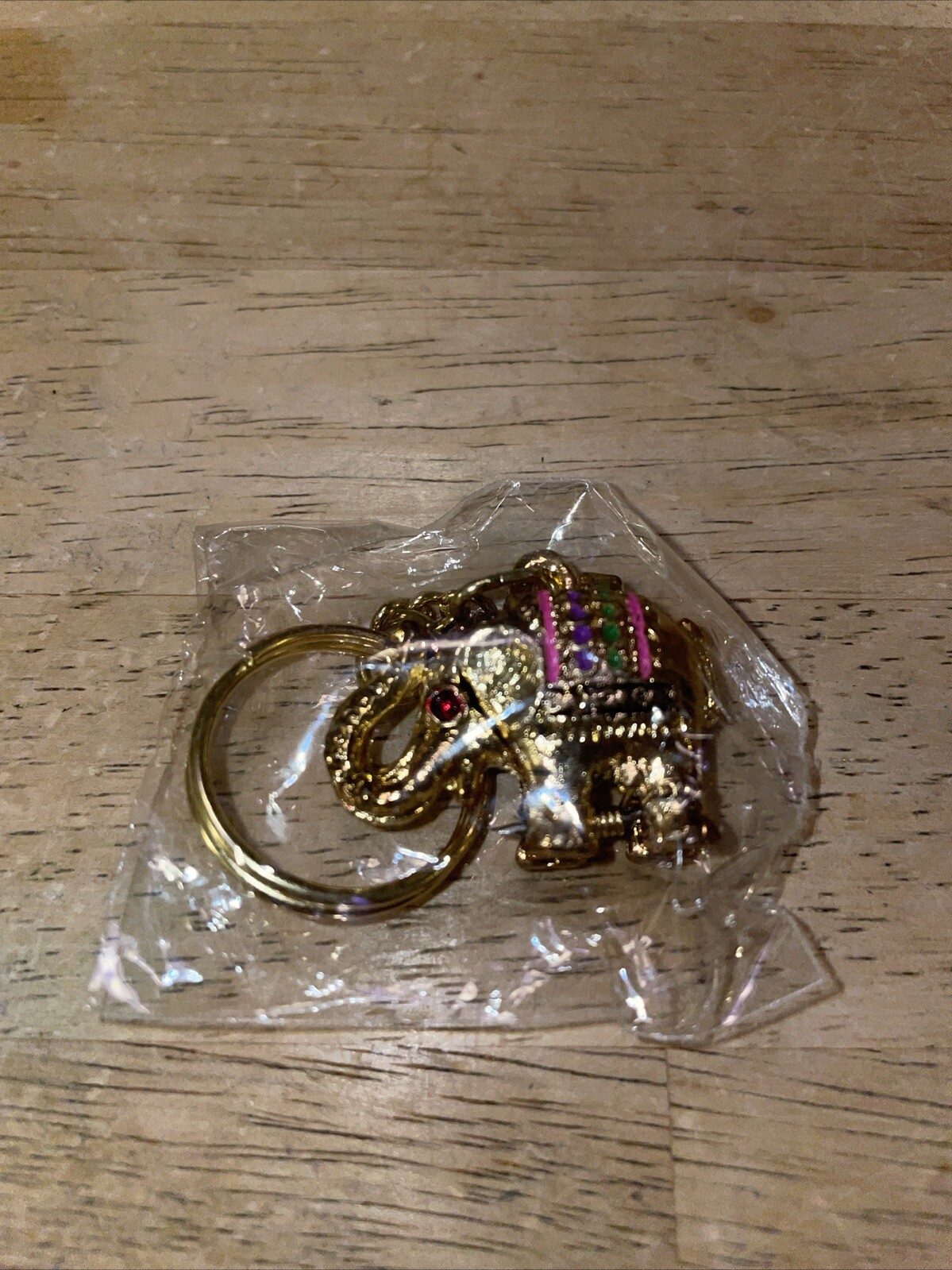 Elephant Bangkok Trinket Box Keychain Gold Tone New