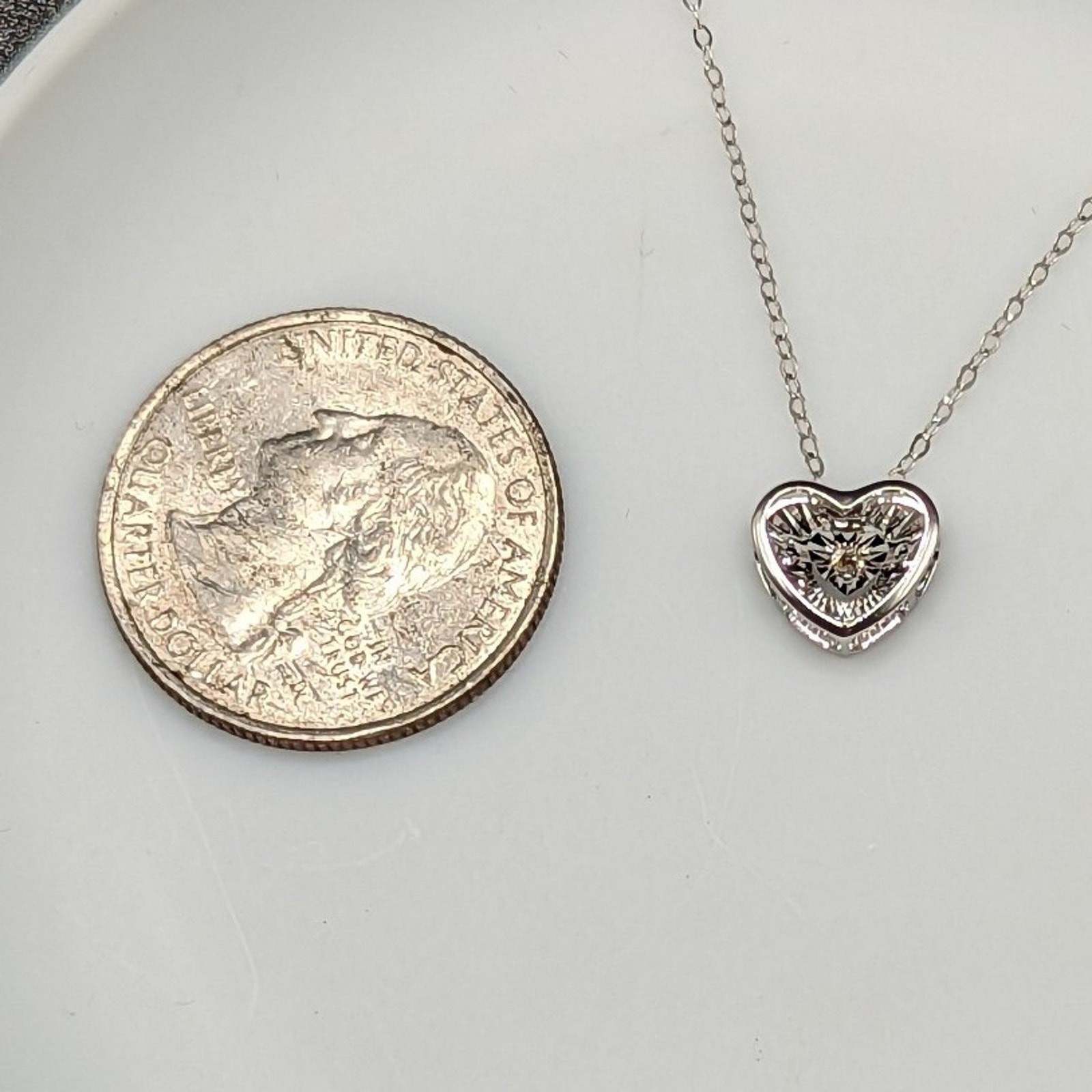 Sparkling Heartbeat: Solid 18k White Gold Diamond Pendant Necklace