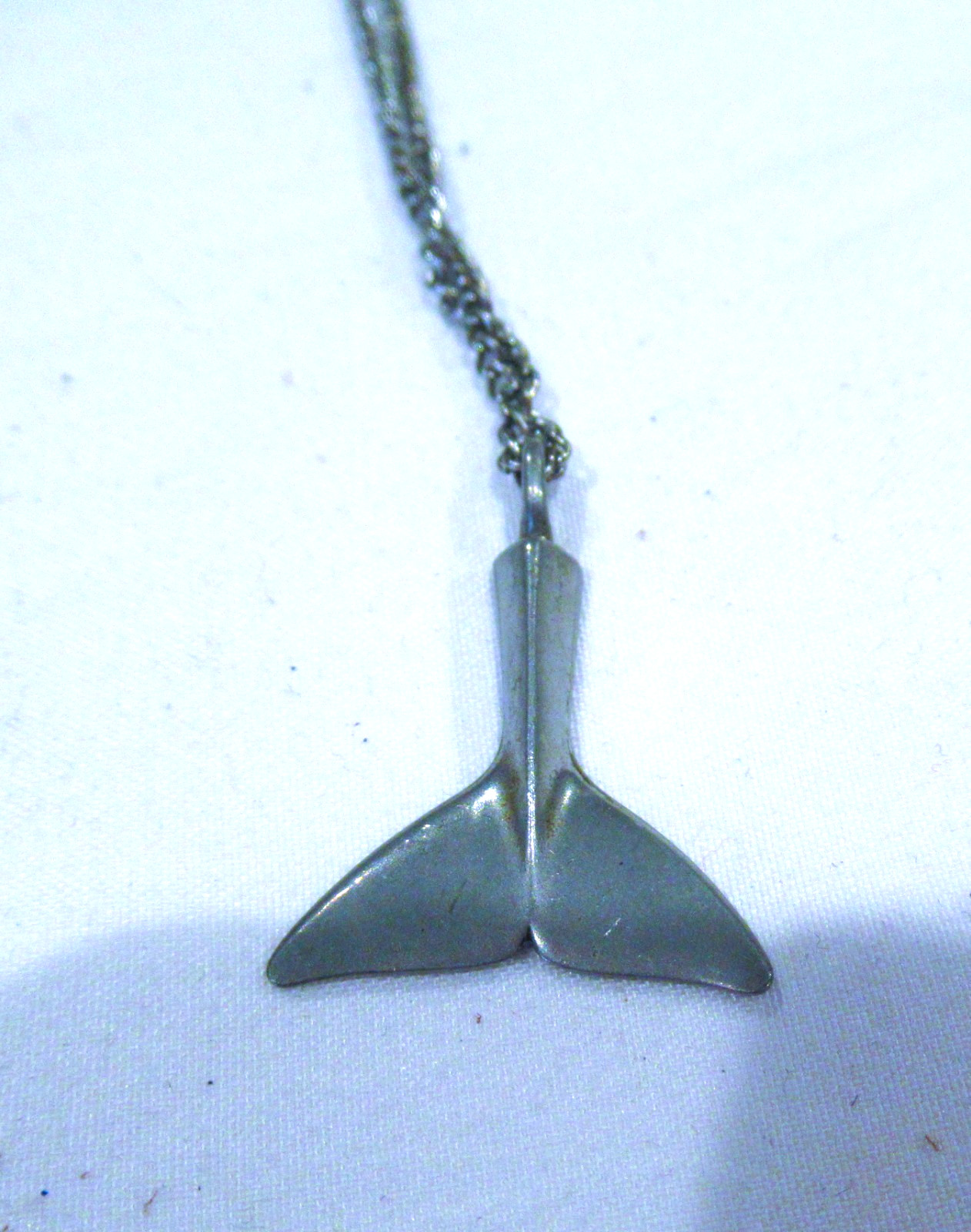 General Whale pewter whale tail necklace, pewter